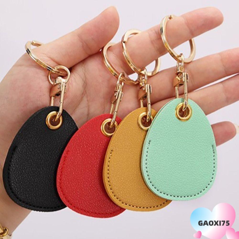 Goxi75 Key Tag Ring, พวงกุญแจหนังป้องกันสนิมสีทึบ, ปลอกการ์ดพวงกุญแจโลหะผสมหล่น