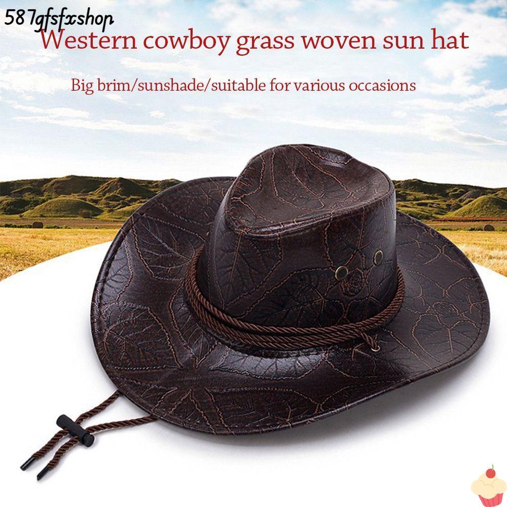 SWEETHOME Knight Caps, Leather Gentleman Cowboy Hat, Fashion Vintage Jazz Western Sun Hats Men Women