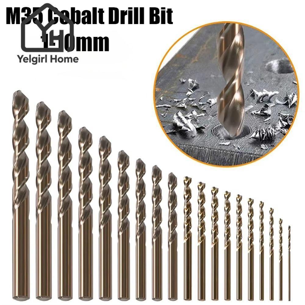 YELGIRLB Twist Drill, 1mm-10mm Straight Drill Bit, M35 Cobalt Round Shank Twist Drill Bit ไม้
