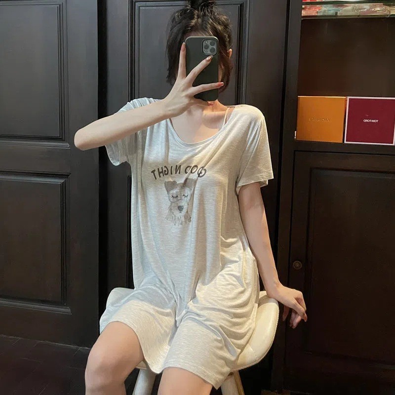 ชุดนอนหลวมแขนสั้นนุ่มน่ารักการ์ตูนชุดอยู่บ้านสบาย