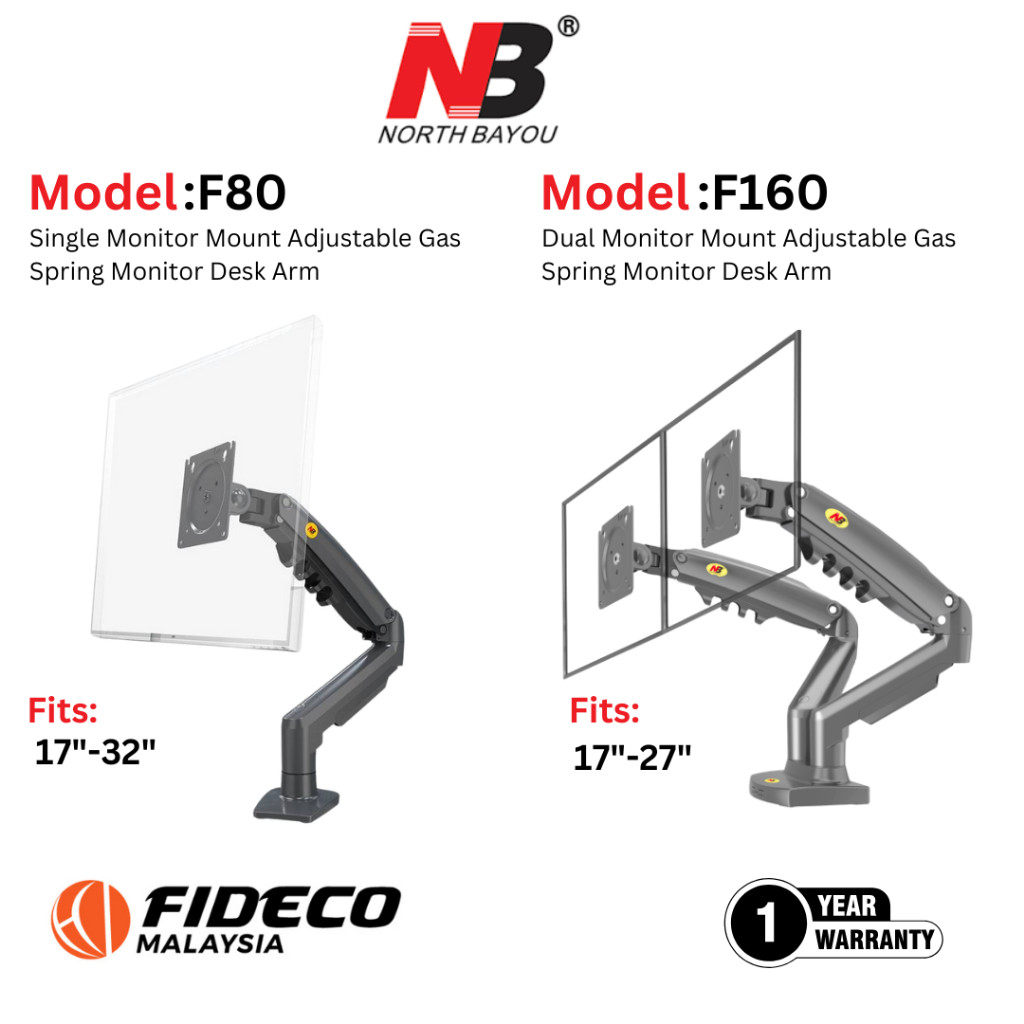 NB North Bayou F80/F160 Ergonomic Gas-Spring Multifuntional LCD LED Desk Mount-17′′′′