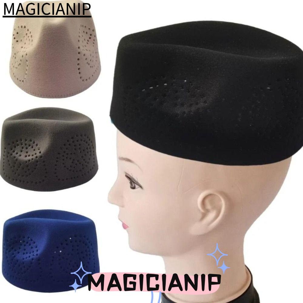 MAGICIANIP หมวกสวดมนต์, ผ้าระบายอากาศ Taqiyah หมวก, นุ่ม Hollowout ชาติพันธุ์เทศกาลหมวกผู้ชาย