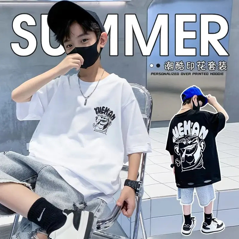 2026ฤดูร้อนเด็กเสื้อผ้าStreetwearแฟชั่นเกาหลีรุ่นO-คอการ์ตูนTเสื้อผ้าฝ้ายเสื้อชายเสื้อผ้าแขนสั้นเด็ก