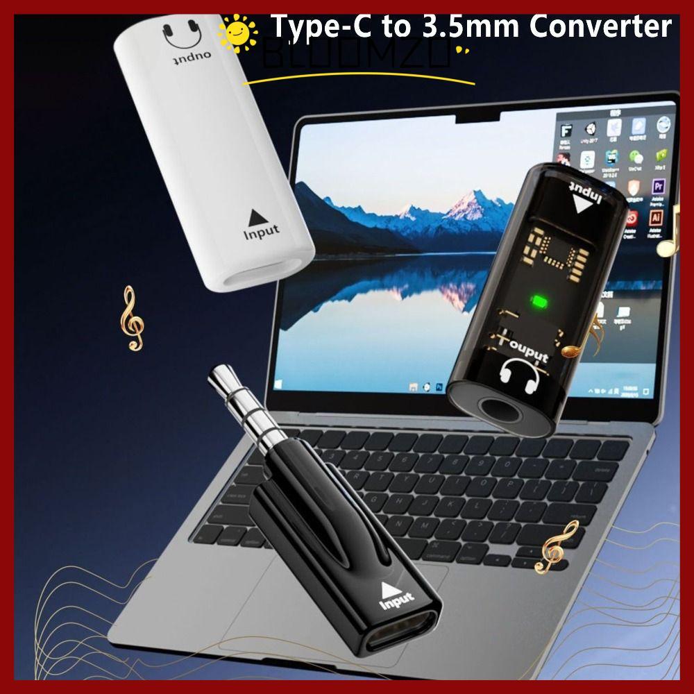BLOOMZO USB Type-C ถึง 3.5 มม.ตัวแปลง, Plug and Play Male to Female Audio Adapter, Professional Delay DAC HiFi Cable Extender สําหรับโทรศัพท์แล็ปท็อปแท็บเล็ต