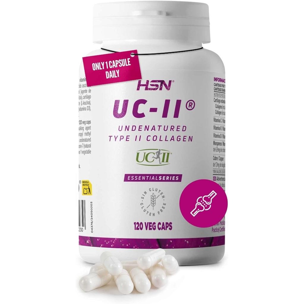 HSN UCII 40มก. คอลลาเจน NonDenatured Type II | แคปซูลผัก 120 แคปซูล |  กระดูกอ่อนไก่ | S (D3 K2 C) &