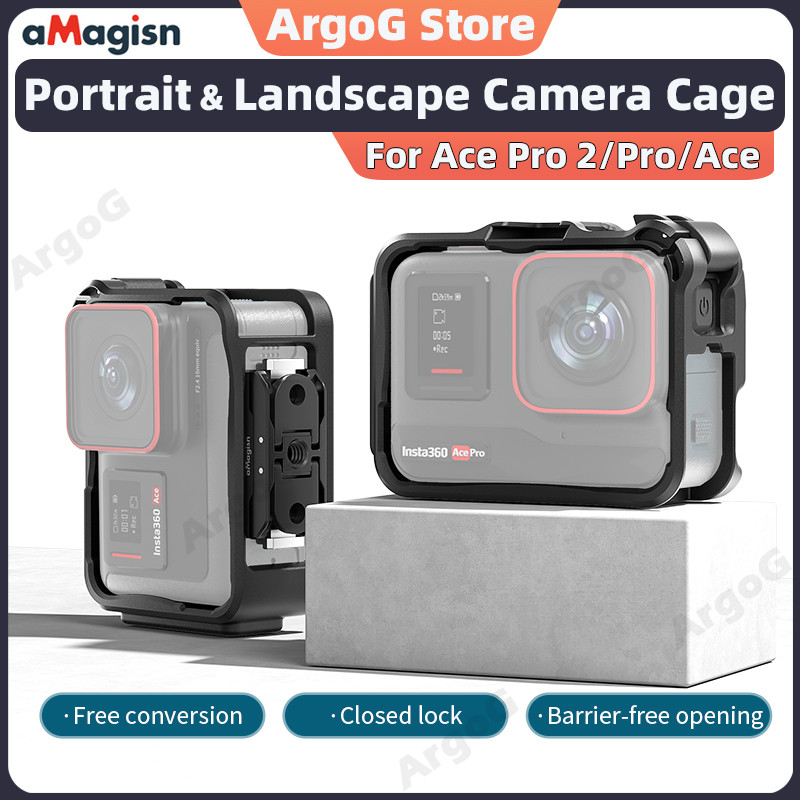 aMagisn กรอบป้องกันสำหรับ Insta360 Ace Pro 2 / Pro / Ace เคสยึดแนวนอน-แนวตั้ง อุปกรณ์เสริม Ace Pro 2