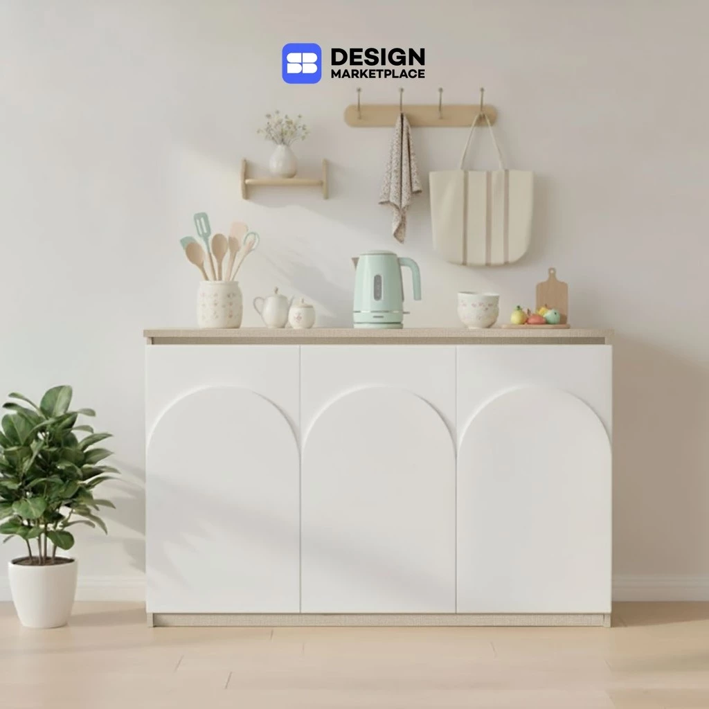 SB Design Square ตู้เตี้ยเก็บของ รุ่น Penny A ขนาด 120 ซม. สีขาว (120x40x80 ซม.) แบรนด์ KONCEPT FURNITURE