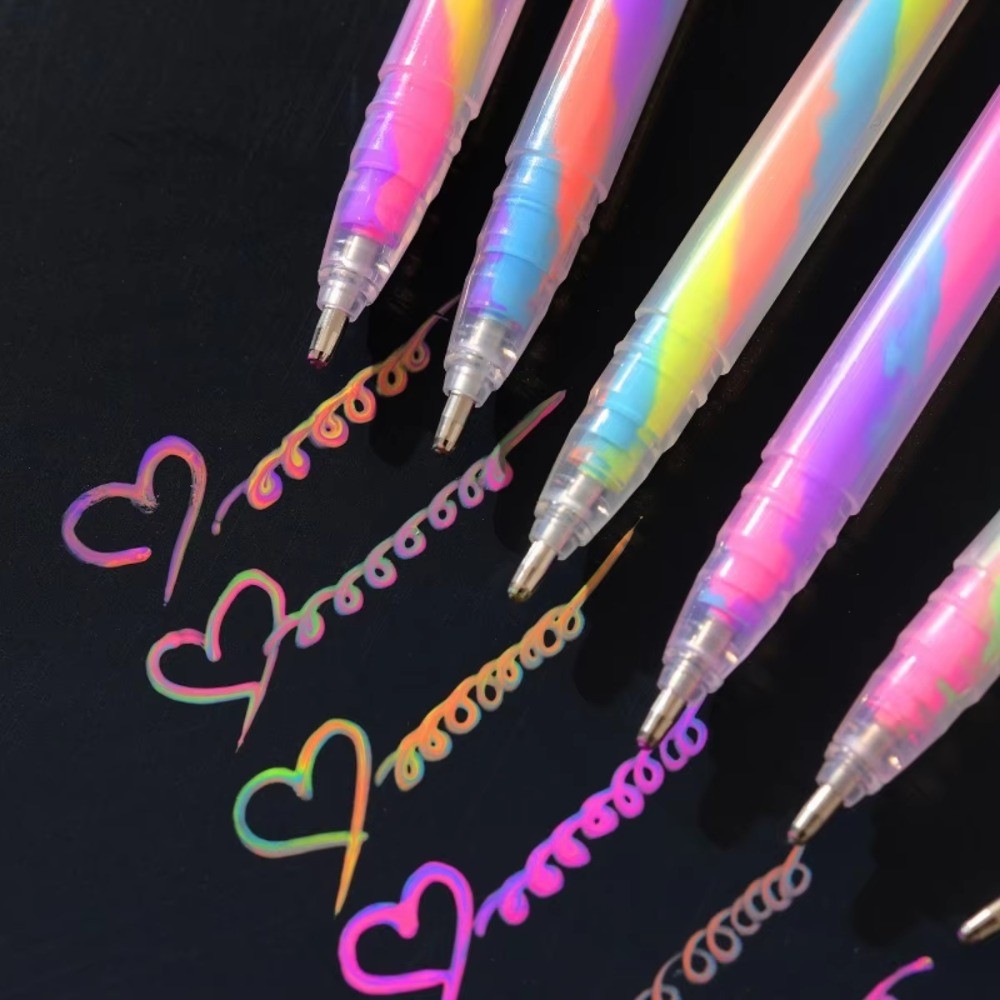 6ชิ้นเจลGlitterปากกาไฮไลท์ชุด-1.2มิลลิเมตรVibrantสีเรียบเขียนเหมาะสําหรับวารสารDIYงานฝีมือการ์ดอวยพร