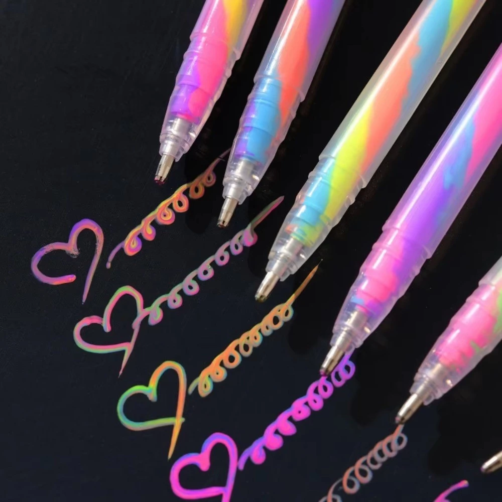 6ชิ้นเจลGlitterปากกาไฮไลท์ชุด-1.2มิลลิเมตรVibrantสีเรียบเขียนเหมาะสําหรับวารสารDIYงานฝีมือการ์ดอวยพร