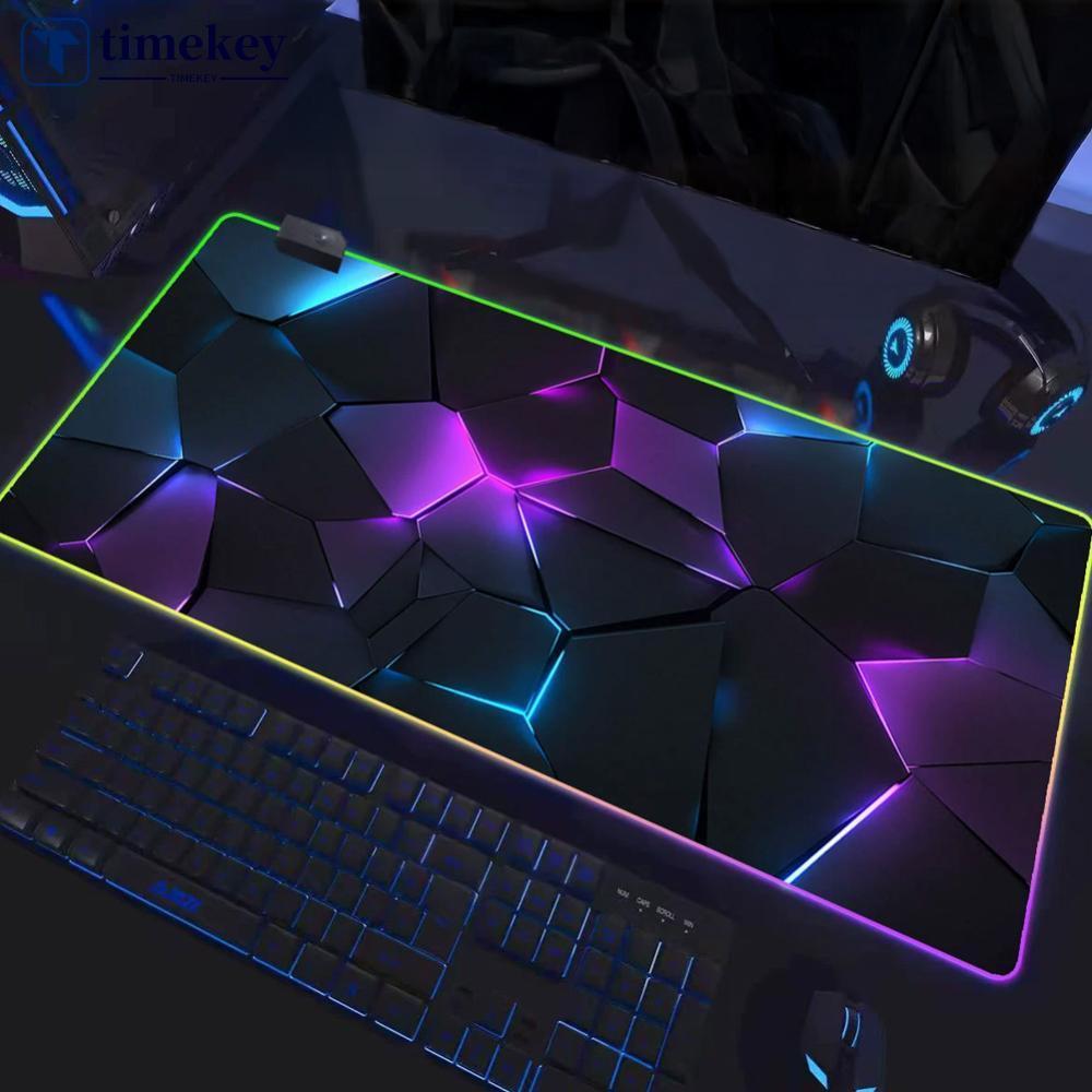 TIMEKEY RGB Gradient Luminous Gaming Mouse Pad ลื่นโต๊ะ Lockedge สําหรับ Gamers สํานักงานนักเรียนใช้