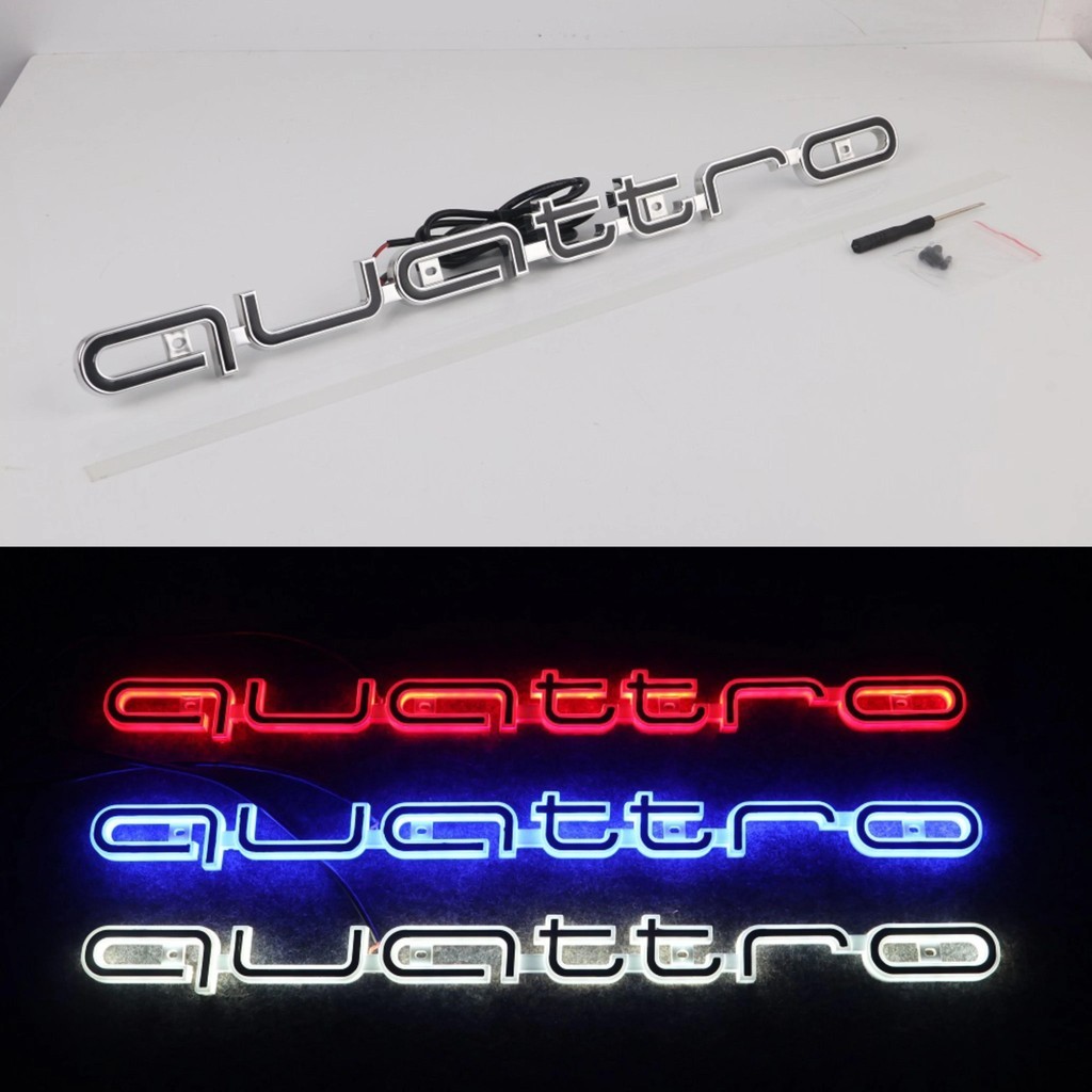 1X รถ LED ด้านหน้า Grille โลโก้โคมไฟ Quattro โลโก้สําหรับ Audi Quattro A3 A4 A5 A6 A6L A7 A8 Q3 Q5 Q