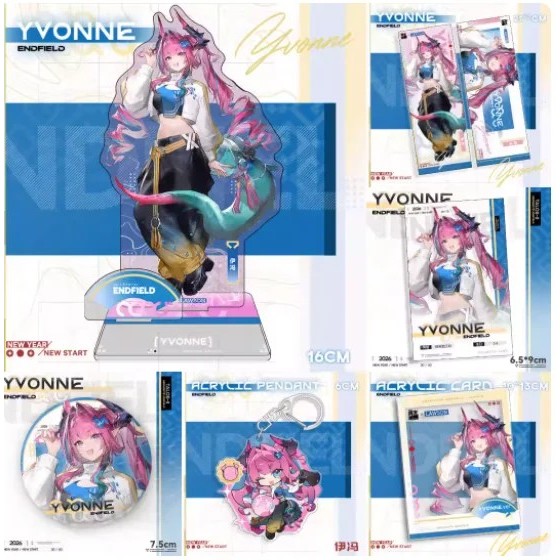 Standee Arknights Endfield Yvonne Mica รุ่นสําหรับตกแต่งโต๊ะพร้อมพวงกุญแจป้ายการ์ดอะคริลิคของขวัญอะน