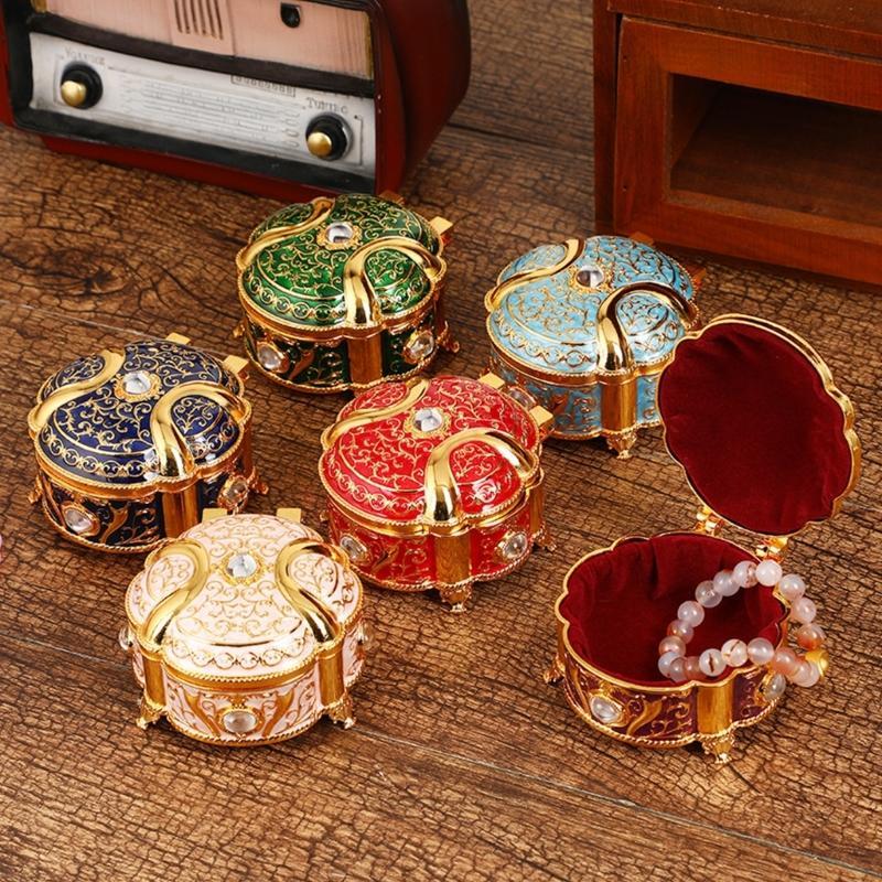 MDD Elegant Round Box Enamel Finish Desk Jewlery Organiser ตกแต่งบ้าน