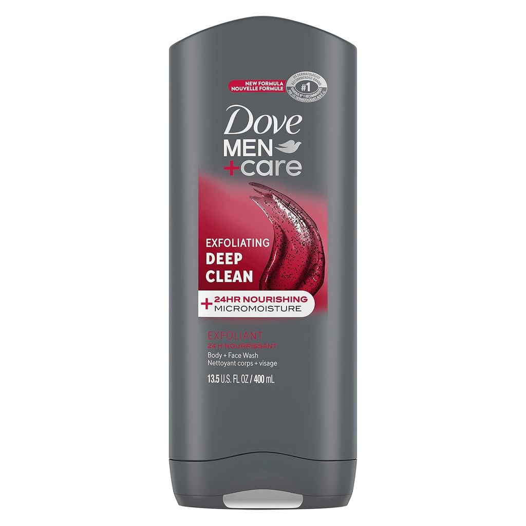 DOVE MEN + CARE Body and Face Wash Exfoliating Deep Clean Body Wash สําหรับผู้ชายที่มีเทคโนโลยีความช