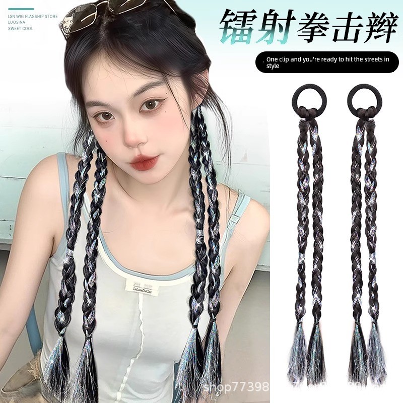 เปียผมปลอม ไฮไลท์ผม วิกผม Braids Sweet Cool ไฮไลท์หางม้า Braids Twist ยาว Braids Influencer หางม้าคู