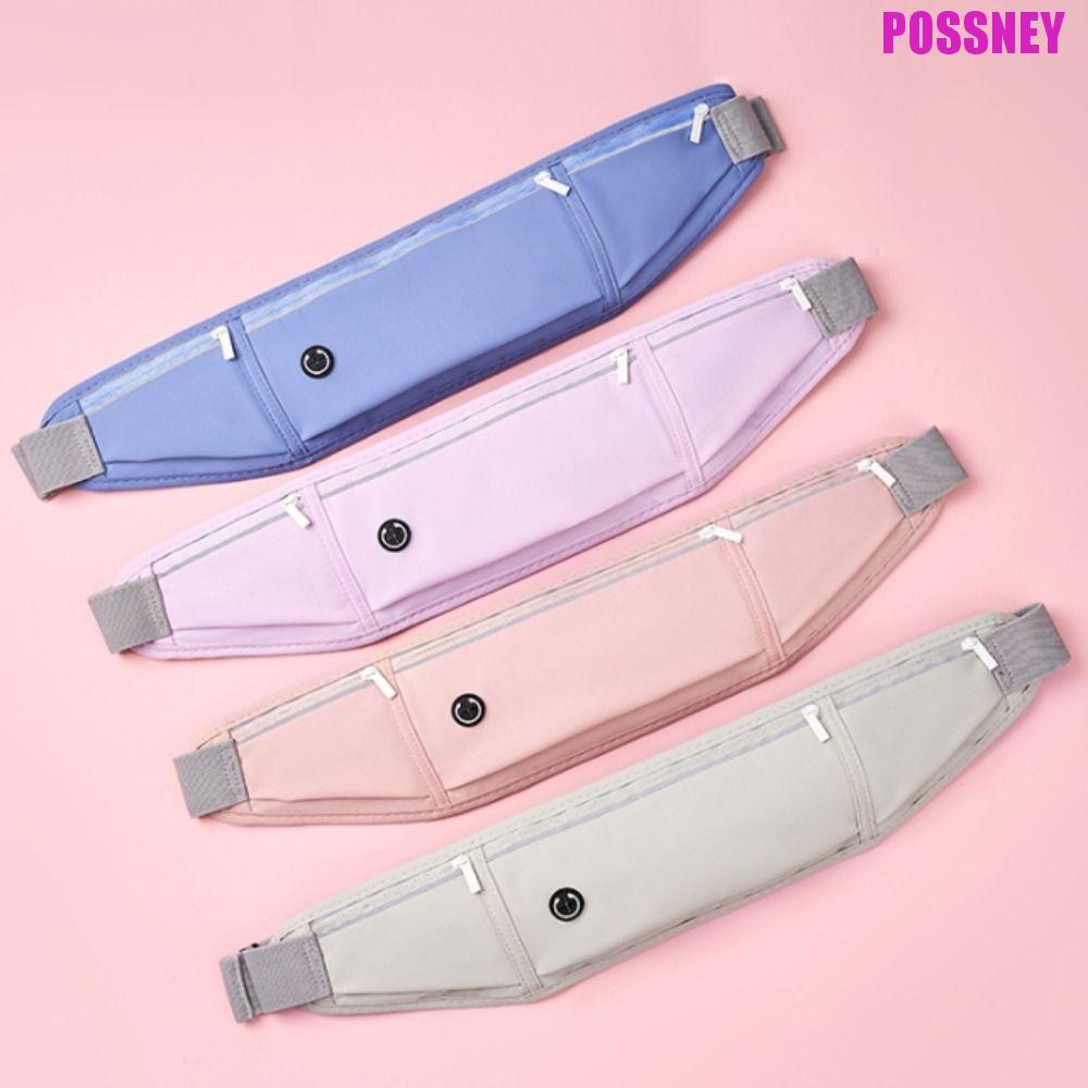 POSSNEY กระเป๋าคาดเอววิ่ง, กระเป๋าวิ่งมาราธอนกันน้ําสามส่วน, Jogging Breathable Lightweight Belt Bag