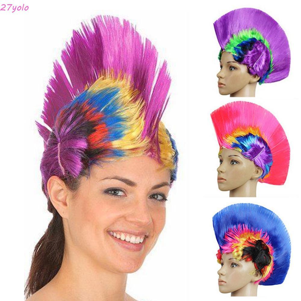 YOLO Mohawk วิกผม หงอนไก่ตลกสีธรรมชาติ สำหรับงานปาร์ตี้และคอสเพลย์