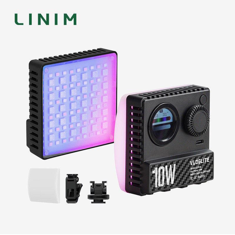 LINIM K10RGB Pocket Power 10W RGB Video Light 1800K-9000K Bi-สีไฟ LED สําหรับโทรศัพท์กล้องขาตั้งกล้อ