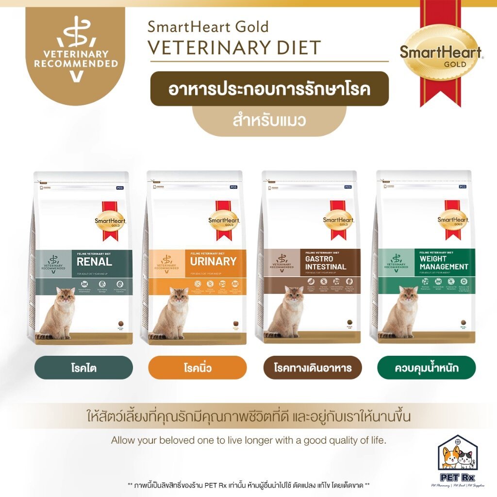 SmartHeart Gold [แท้💯] รวม! อาหารเม็ด "แมว" ประกอบการรักษาโรค Renal / Urinary / GastroIntestinal / Weight Management