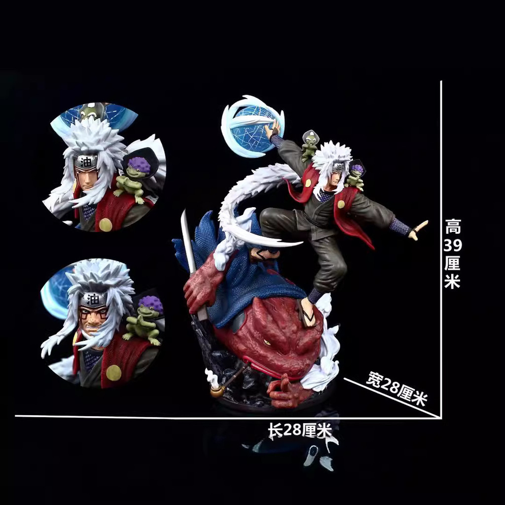 สินค้าอนิเมะ Naruto GK Burn Toad Jiraiya Double-Headed รูปปั้นฉากรุ่น Boxed Figure