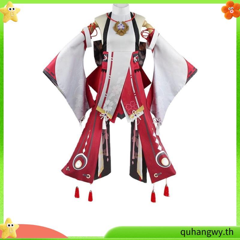 Genshin Impact Yae Cosplay Suit Miko Guuji Yae Costume Uniform Outfits Halloween