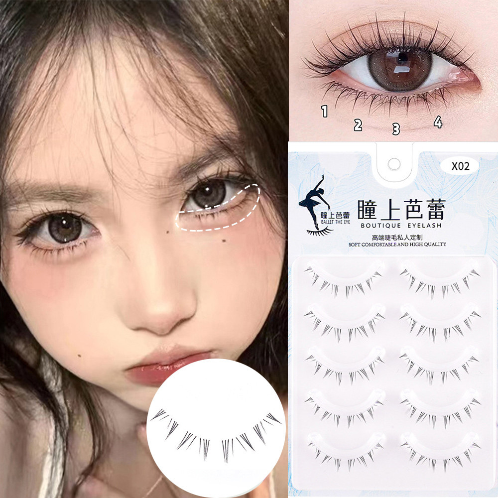 5 คู่ขนตาล่างปลอมธรรมชาติแฟชั่น แถบใส นุ่มใส่สบายสำหรับแต่งหน้าทุกวัน