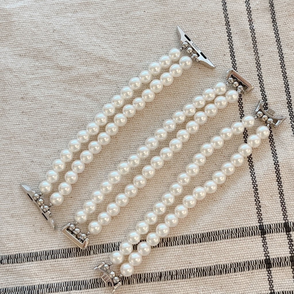 Pearl Elastic Chain Strap สําหรับ Xiaomi Band 10 9 8 7 6 5 4 3 สายคล้องคอสําหรับ Redmi Watch 4 5 6 สายรัดข้อมือ