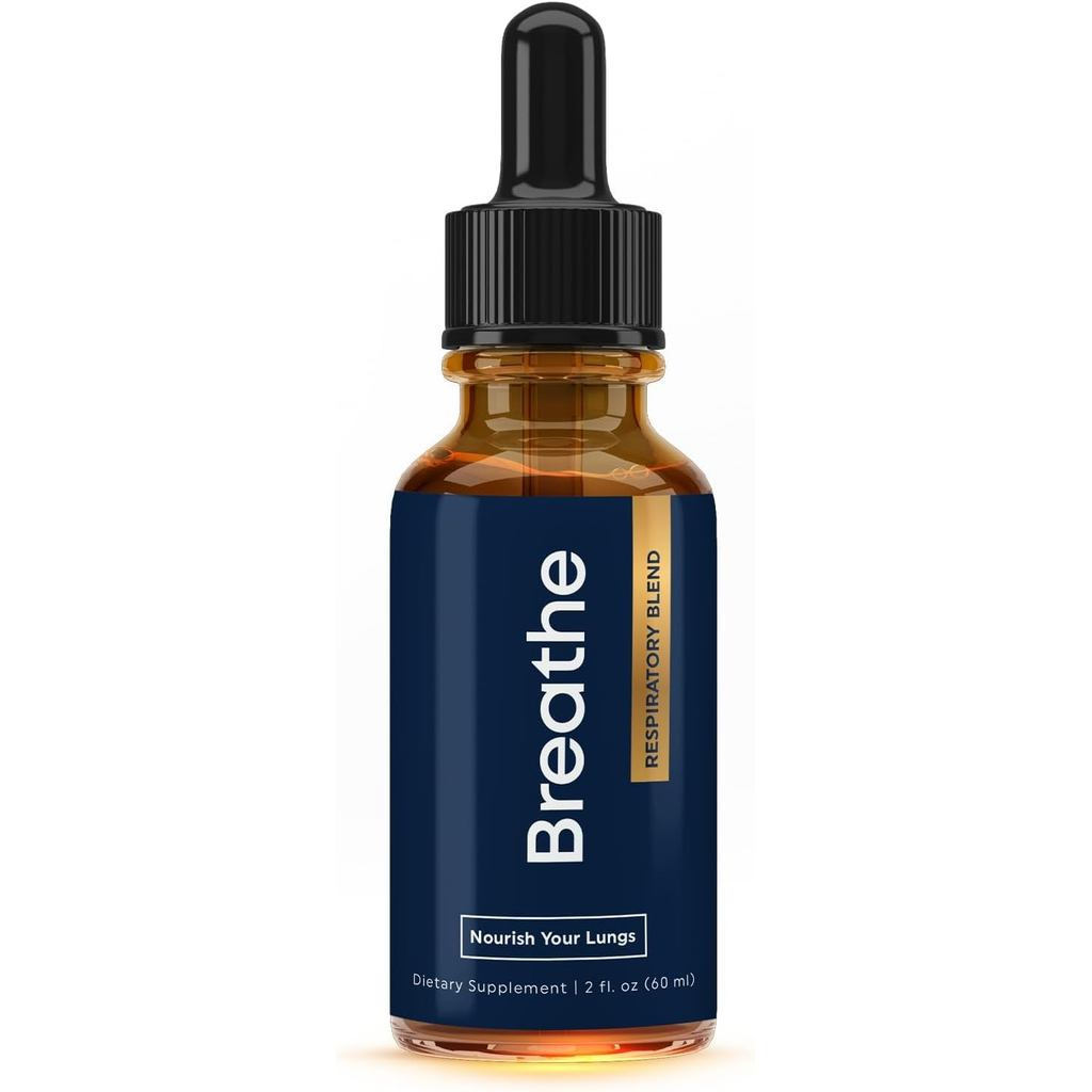 BREATHE 8-IN-1 หยดมัลเลอินสําหรับปอดและการบิน 2 ออนซ์- Peppermint, Thyme, & Mullein Leaf Extract - L