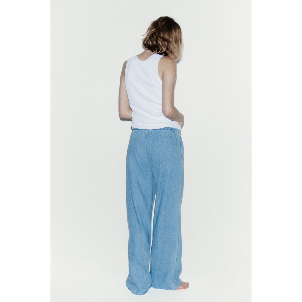 H&M(เอชแอนด์เอ็ม) กางเกงยีนส์ผูกเอว Women Denim drawstring trousers 1324501_2