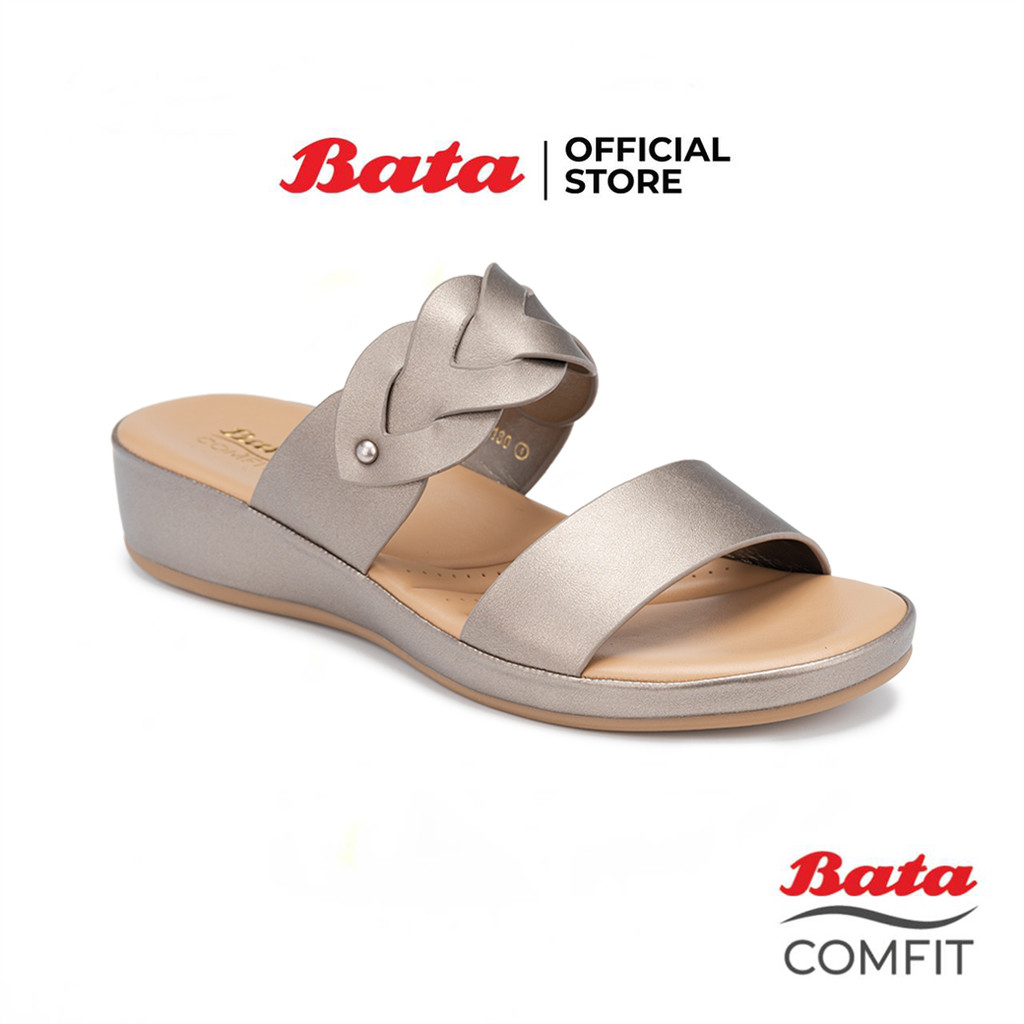 Bata บาจา Comfit รองเท้าเพื่อสุขภาพ เสริมส้น สูง 1 นิ้ว สำหรับผู้หญิง รุ่น ADRINA สีพิวเตอร์ 6012180 สีงาช้าง 6018180