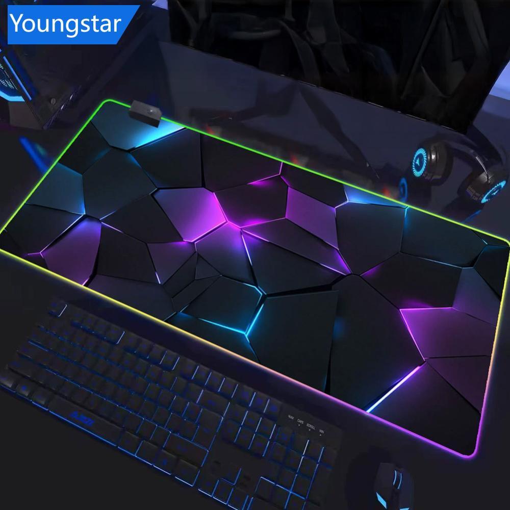 FYY RGB Gradient Luminous Gaming Mouse Pad ลื่นโต๊ะ Lockedge สําหรับ Gamers สํานักงานนักเรียนใช้ A4O