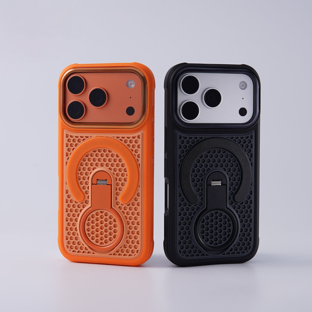หรูหรารังผึ้งระบายอากาศกระจายความร้อนในตัว360° ผู้ถือแหวนหมุน Anti-Drop เคสโทรศัพท์แม่เหล็กสําหรับ iPhone 11 12 13 14 15 16 17 Pro Max