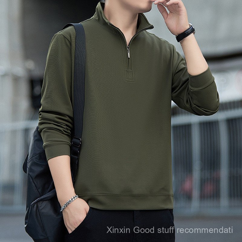 Benjie เสื้อกันหนาวผู้ชายฤดูใบไม้ร่วงสไตล์ใหม่ Casual Top 50 ผ้าฝ้าย Stand-Up Collar เสื้อสวมหัวซิปเ