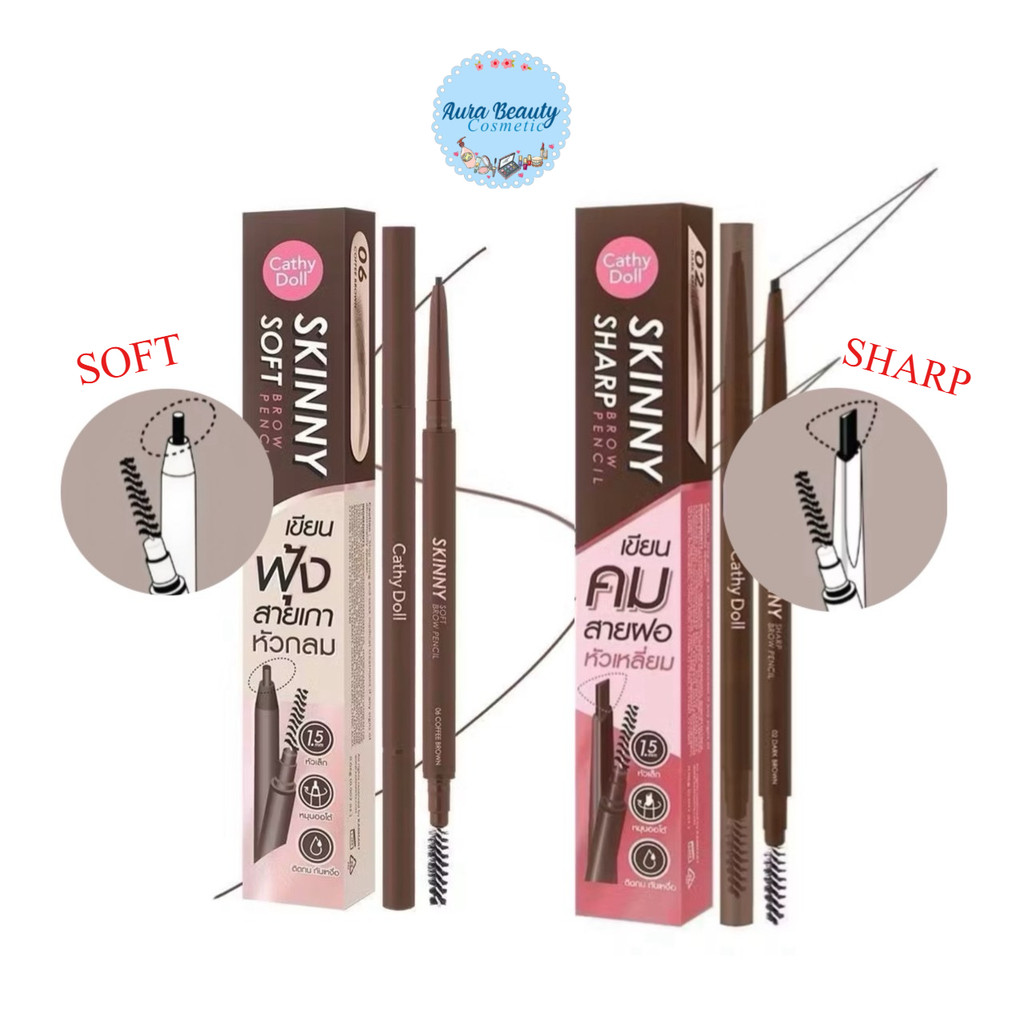 Cathy Doll Skinny Soft Brow Pencil สกินนี่ ซอฟท์ บราว เพ็นซิล ดินสอเขียนคิ้ว เคที่ดอลล์ 0.06g
