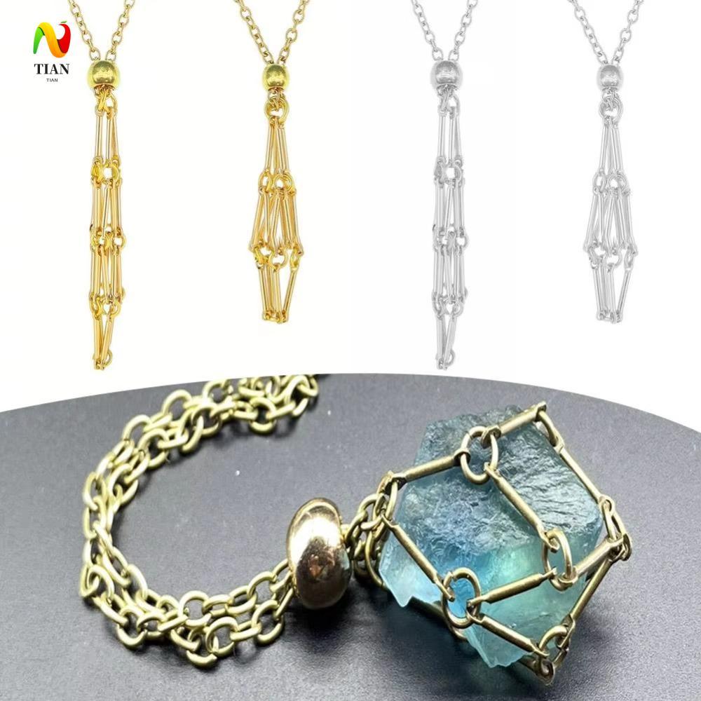 INQUIRY IMPACT Cage สร้อยคอ,โซ่โลหะ DIY สแตนเลสสร้อยคอ, Choker สุทธิกระเป๋าคอเครื่องประดับผู้ถือ Rhi