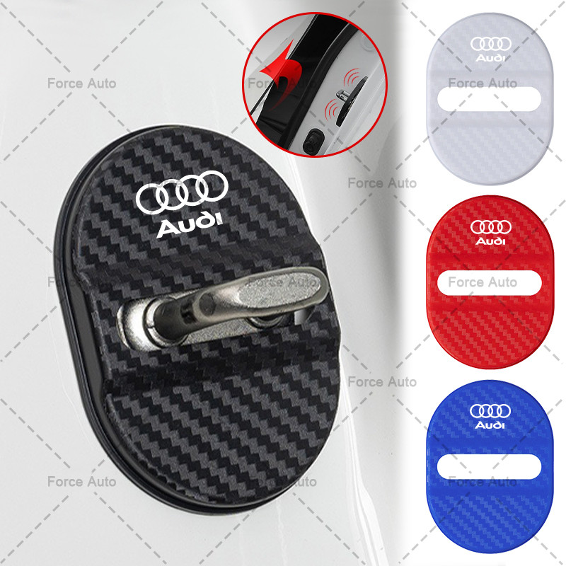 1/4pcs รถประตูล็อคกาวสติกเกอร์รถประตูล็อคป้องกันฝุ่นสําหรับ Audi A4 B8 A3 8P 8V S3 A5 A6 S6 C6 Q5 A8