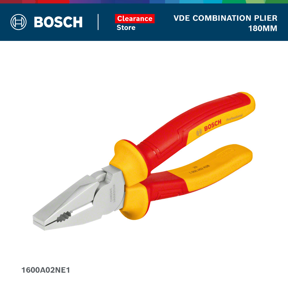 Bosch VDE Combination Plier คีมปากรวมกันไฟ 180 มม. รหัส 1600A02NE1 รับประกันศูนย์