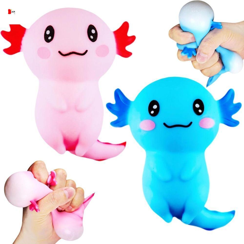 LANHUTH Squishy Stress Glitter, Sugar Filled รูปร่างน่ารัก Axolotl Squishy ของเล่น, น่ารัก Soothing 