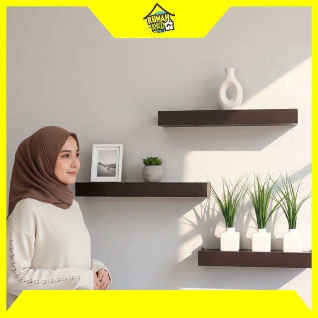 "Aesthetic White Wall Shelf Minimalist Floating Shelf - Modern Bedroom & Living Room Wall Decor"