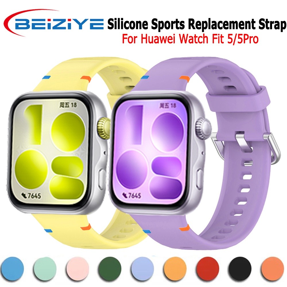 Beiziye สาย silicone สำหรับ Huawei Watch Fit 5 / 5Pro สายนาฬิกาสมาร์ทแวร์ทดแทน สายกีฬา Huawei Watch Fit 5 Pro อุปกรณ์เสริม