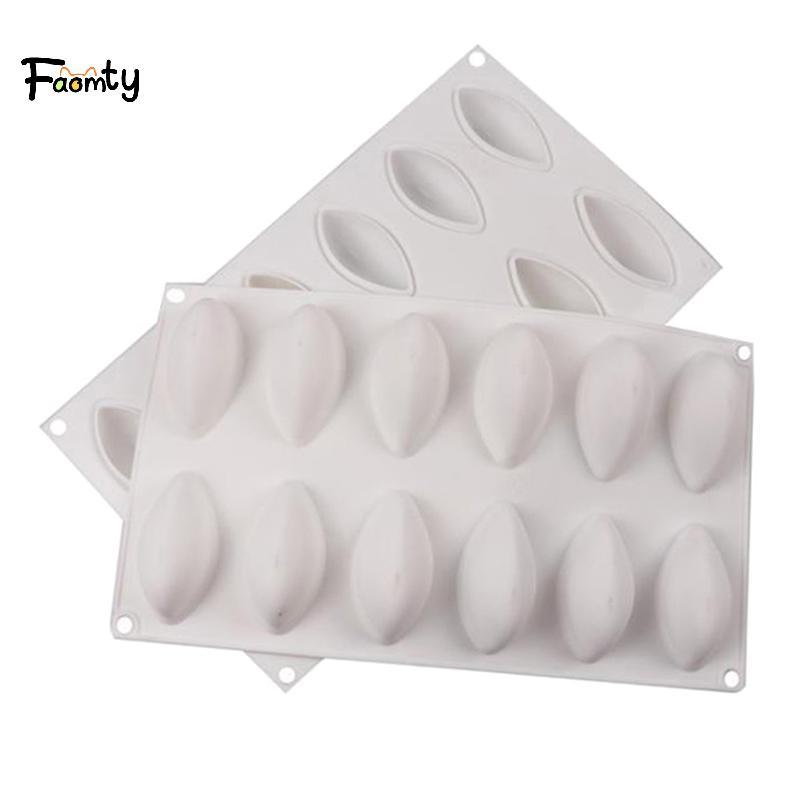 [Famty] 12 Cavity Silicone Cake Fondant Mold Form Quynelle Shaped Mould Mousse Cake Tool TH