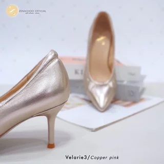 N ทรงปกติ เปลี่ยนไซส์ได้-ไม่รับคืน Zenachoo Velarie3 สูง 3 นิ้ว รองเท้าหนังแกะแท้ ใส่สวยมาก รองเท้าส้นเข็ม หัวแหลม