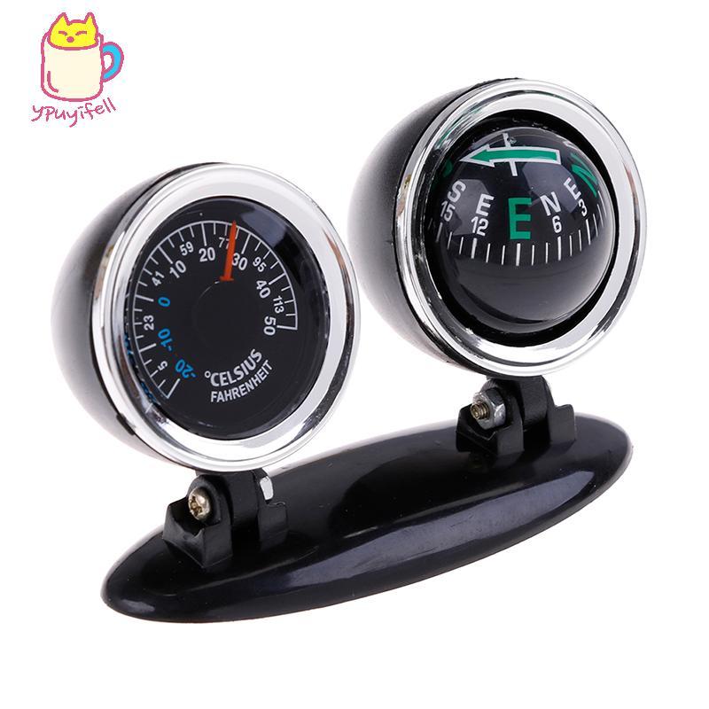 [YPU] 2 in pris 1 Guide Ball Carpass เครื่องวัดอุณหภูมิเครื่องประดับรถยนต์ทิศทาง combed Dashboard Ba