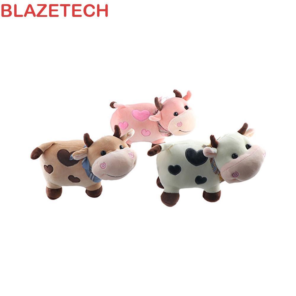 BLAZETECH วัวของเล่นตุ๊กตาตุ๊กตาสัตว์ของขวัญวันเกิดผ้าฝ้ายนุ่มน่ารัก Smile Cow Bull ตุ๊กตา