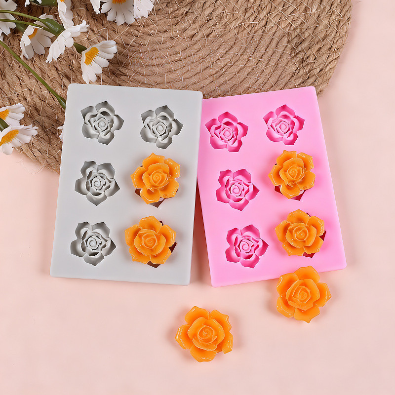 DIY Rose ดอกไม้ซิลิโคน Fondant แม่พิมพ์สําหรับช็อคโกแลตเค้กตกแต่ง Candy Cupcake Topper เค้ก Polymer Clay หัตถกรรมอีพ็อกซี่เรซิ่น