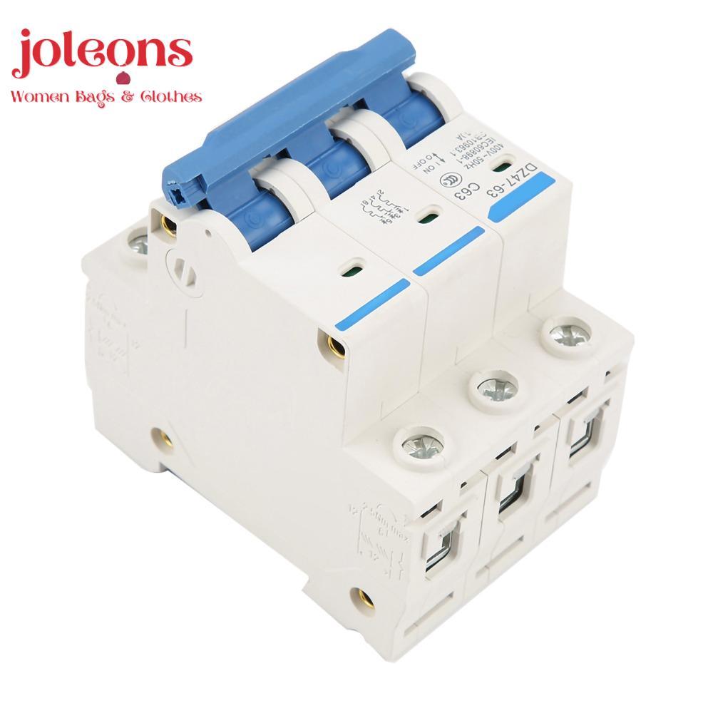 JOLEONS Residual Current Circuit Breaker, DZ47-63 400V Current Circuit Breaker, RCCB 63A 3Pole 63A R