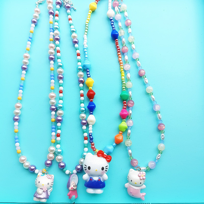 All-Match นักเรียน Clavicle Chain แฟชั่นประณีตสร้อยคอลูกปัดการ์ตูน KT Oyster สร้อยคอเด็กผู้หญิง