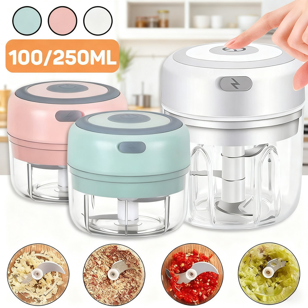 ห้องครัวไฟฟ้า Chopper อาหาร Mini กระเทียม Masher เครื่องบดเนื้อแบบพกพา USB เครื่องบดผักสำหรับเครื่องครัว