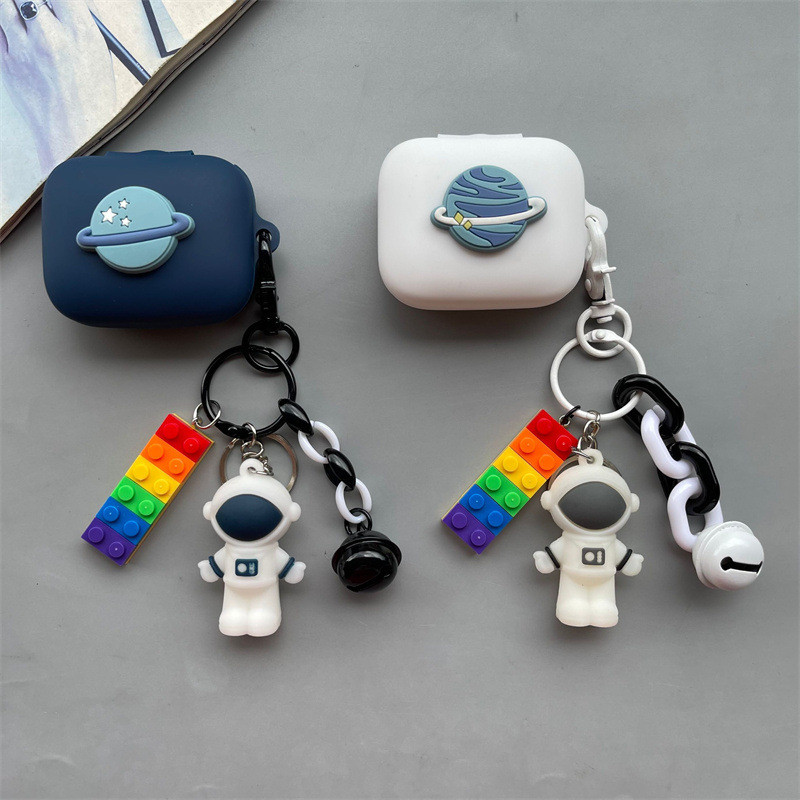 for Honor EarBuds S Case Honor EarBuds X9 Silicone Soft Case Cartoon Astronaut Keychain Pendant Cute