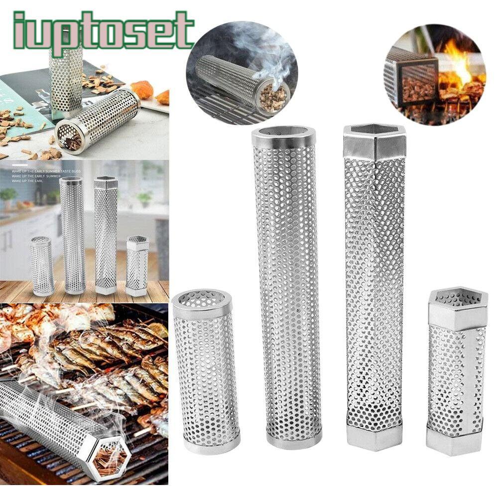 IUPTOSET รมควันเครื่องเทศหลอด BBQ เครื่องมือรมควันกล่องกลางแจ้งเม็ด Smoker BBQ Smoker Tube